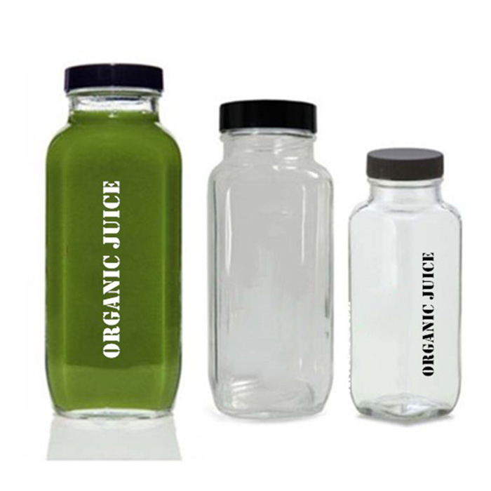 Wholesale 200ml 250ml 500ml 1000ml square glass milk bottle with metal lid