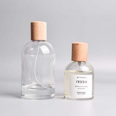 Mini 50ml Oem Perfume Bottle 100ml Retro Luxury Perfume Bottle Wooden Cap Perfume Glass Bottle